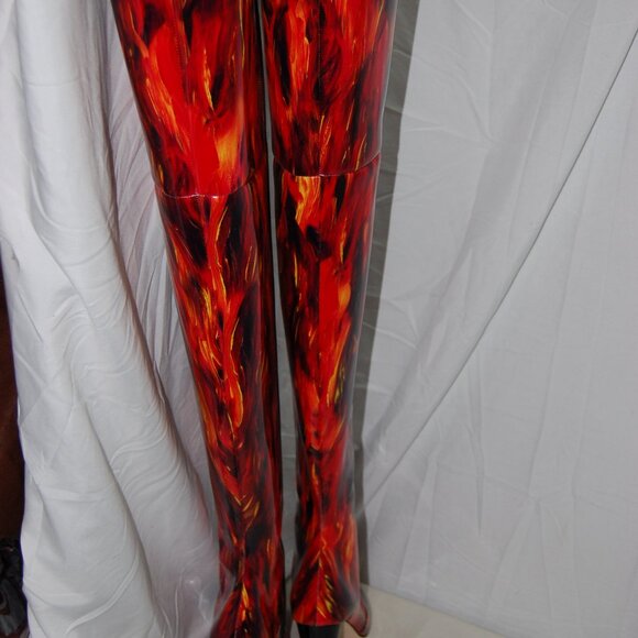 38/7.5❤️Made ITALY VON BERLIN RED Patent Leather Over Knee High HEELS Boots OTK - Picture 12 of 14
